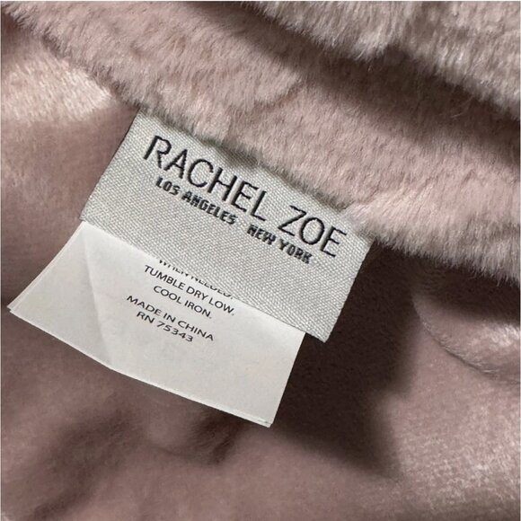 Rachel Zoe Raised Hearts Mauve Pink Faux Fur Throw Blanket Soft Valentine's Day - Picture 5 of 7
